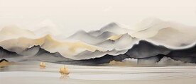 新中式水墨手绘山水画
