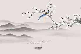 新中式花鸟山水画
