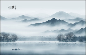 中国风水墨意境山水风景背景