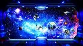 太空窗外星空天顶背景墙装饰壁画