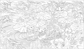 白描荷花