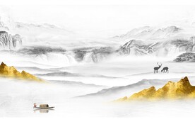 抽象金箔山水画