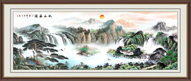 江山如画迎客松山水画