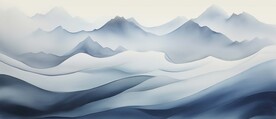 新中式水墨手绘山水画