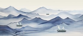 中国传统国画山水装饰画