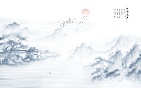 水墨江南水乡背景墙