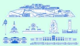 西藏地标建筑矢量图