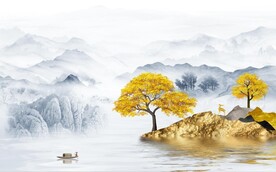 简约山水背景墙