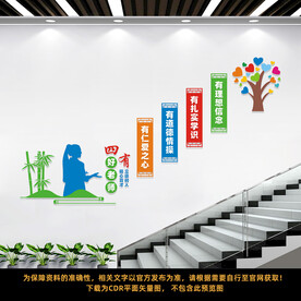 四有教师楼梯文化墙