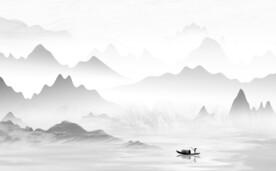 简约山水新中式背景墙