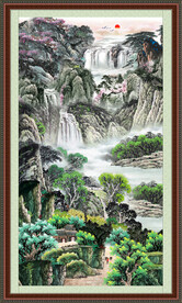 招财山水画 