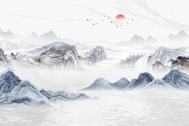 新中式国画山水背景墙
