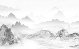 简约新中式山水背景墙