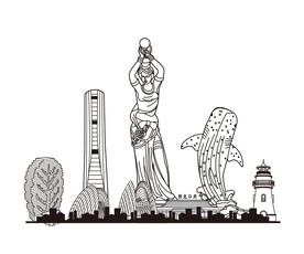 珠海地标建筑广东珠海城市剪影
