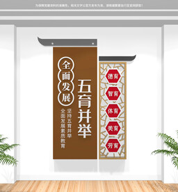 竖版德智体美劳校园文化墙