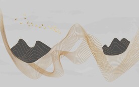 抽象线条水墨山水画
