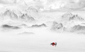 江南山水烟雨中式背景墙