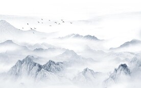 新中式山水电视背景墙