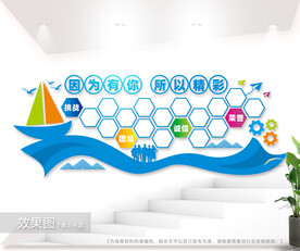 简约大气蓝色企业团队文化照片墙