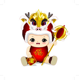 红色龙年矢量福娃