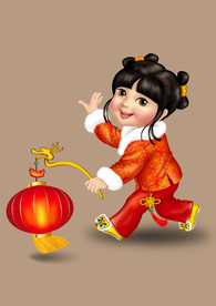 手绘童女