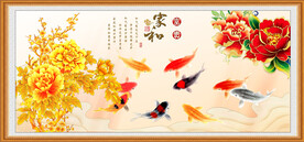 牡丹鲤鱼图