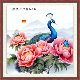 孔雀牡丹图