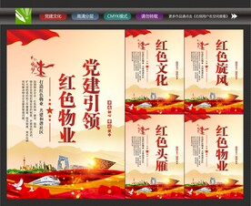 红色物业展板