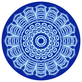 圆形蓝色花纹图案