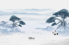 国画山水松树