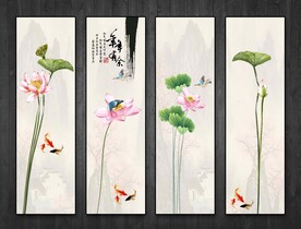 荷花条屏