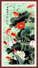 荷花鲤鱼图