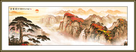 迎客松山水国画
