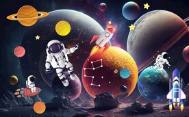 卡通太空人背景墙