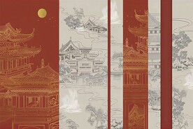 新中式背景墙合层图片