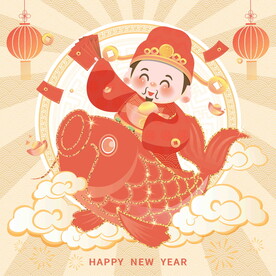 新年卡通财神形象设计