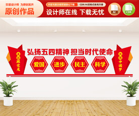 弘扬五四精神文化墙