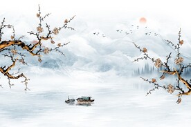 工笔梅花背景墙