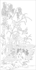 白描荷花 
