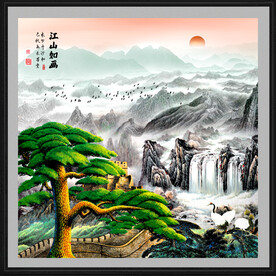 迎客松山水画