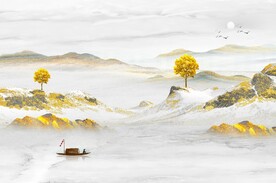 新中式山水国画背景墙