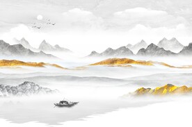 新中式山水国画背景墙