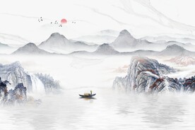 新中式山水国画背景墙