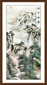 国画山水竖幅