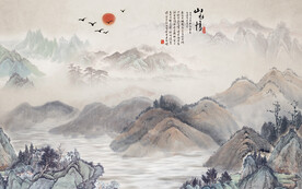 山水情 水墨电视背景墙