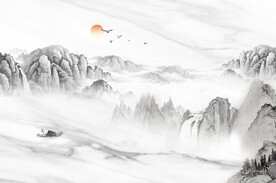 国画山水背景墙