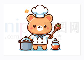小熊厨师卡通设计