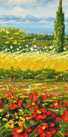麦田丰收风景油画