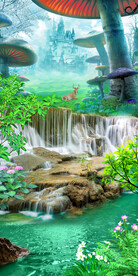 风景画流水生财玄关
