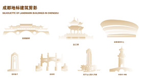 矢量成都地标建筑剪影